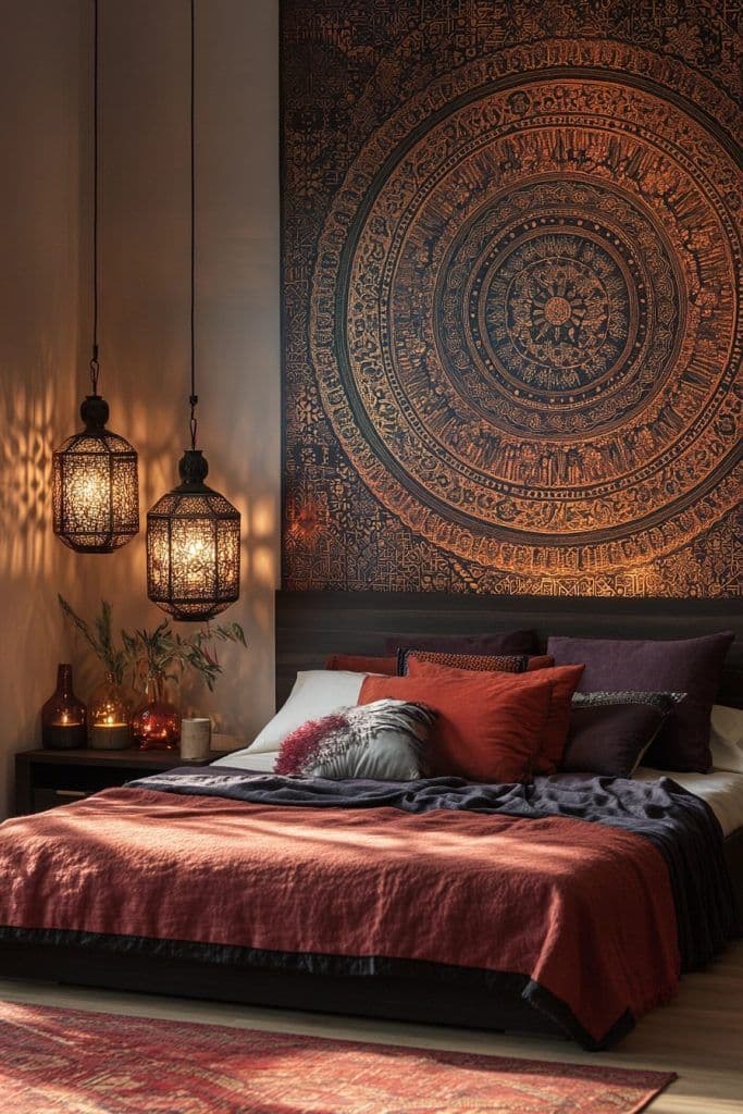 Décoration de lit style oriental